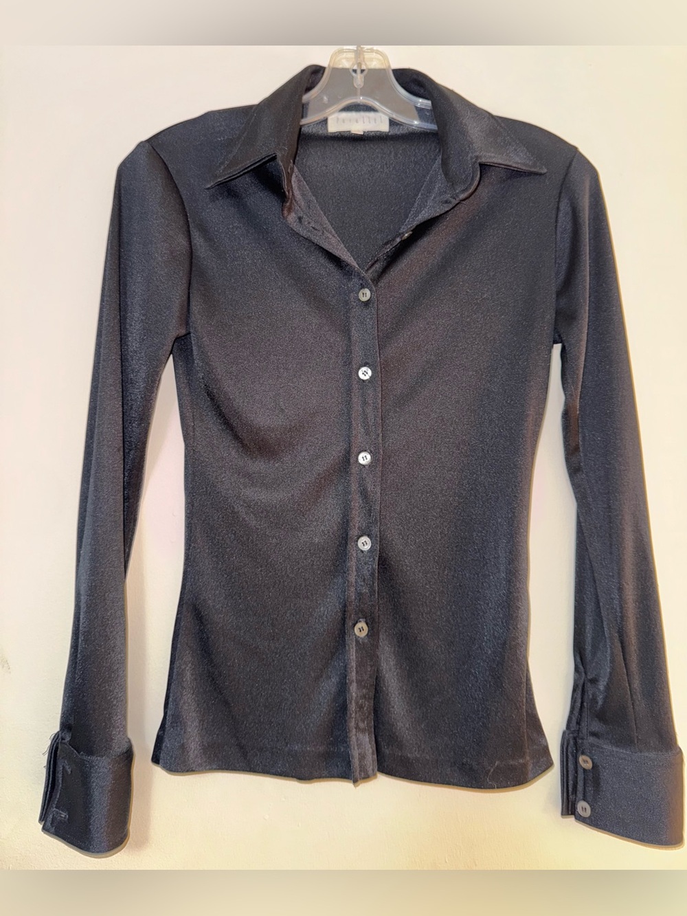 Vintage 90’s Aritzia Parallel Black Shimmering Button-Up Shirt XS